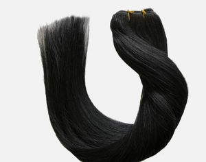 Cheveux humains indiens noirs naturels, base en soie, lisses, ensemble complet pour la tête, densité 100%, cheveux Remy, trame de cheveux doublement tirée, toutes les couleurs - Product Image 4