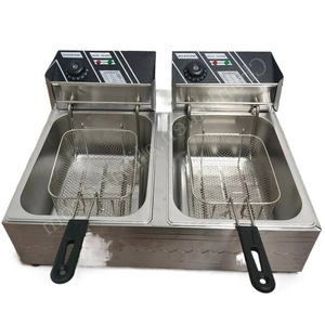 Friteuse électrique professionnelle double cuve 12L en acier inoxydable, tension 220-240V, compatible UE/Royaume-Uni, modèle personnalisé M24FB-610 pour - Product Image 1