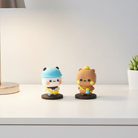 Figurine en PVC de dessin animé mignon Panda One Two, créative et tendance - Petit jouet cadeau pour les amoureux, Noël