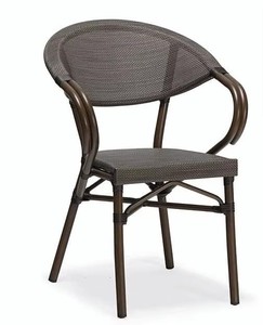 Chaise d'extérieur style bistrot pour café, jardin, balcon, style français, en aluminium empilable, aspect bambou - Product Image 1