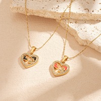Nouveau collier fin et élégant avec pendentif cœur ajouré coloré, incrusté de zircon, en acier inoxydable pour femme TGXL14818