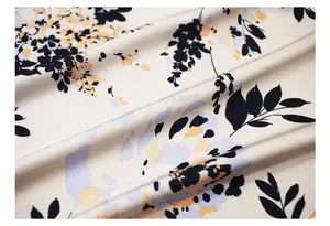 WI-E03 Hot Sale Stretch White Background Flowers Digital Printed Design Stretch Bridal Silk Satin Fabric For Garment