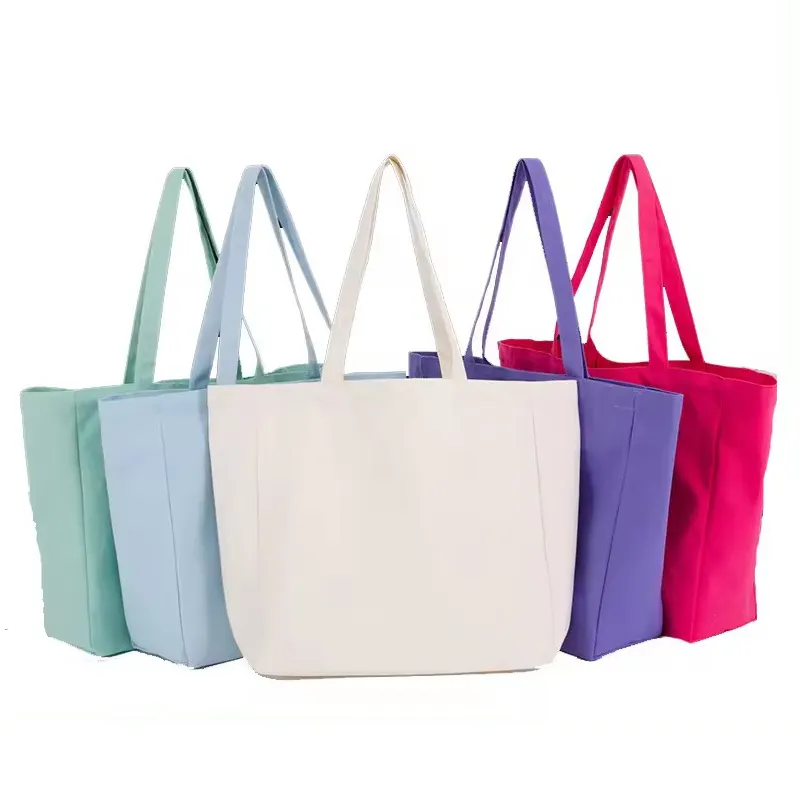 Bolsa de compras de algodón personalizada reutilizable de alta resistencia, bolsa de lona ecológica para mujer al por mayor