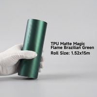 Film de protection de carrosserie automobile en TPU PPF couleur vert brésilien Matte Magic Flame, 400+ couleurs, film changeant de couleur