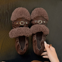 Nouveautés hiver 2026, chaussures plates pour femmes, en peau de mouton, fourrure d'agneau à l'intérieur, chaudes et confortables, pour l'intérieur et l'extérieur