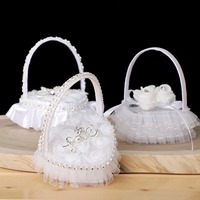 Boîte en plastique blanche en forme de cœur, fournitures de mariage, boîte à anneaux en dentelle, porte-anneaux