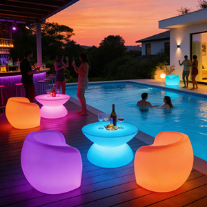 Smart Modern LED Furniture <strong>Set</strong> for <strong>Living</strong> <strong>Room</strong> Practical Plastic Sofa Corner Unique LED <strong>Table</strong> and Chairs for Hotels - Product Image 2