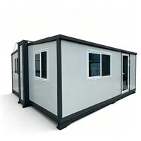 Maison conteneur extensible à double aile de 20 pieds, maison modulaire préfabriquée pliable pour villas de villégiature et camping