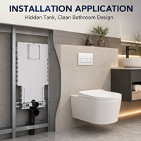 WC intelligent mural en acier inoxydable avec réservoir d'eau dissimulé, chasse d'eau manuelle, vidange au sol, 8L, design moderne, pour salle de bain professionnelle