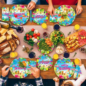 Articles de décoration pour fête hawaïenne, assiettes de fête d'anniversaire tropicales Luau, assiettes de fête estivales sur le thème de la plage, serviettes et vaisselle - Product Image 5