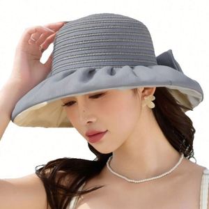 Sombrero de Pescador para Mujer, Nuevo Modelo 2025, Verano, Playa, con Lazo, Ala Ancha, Protección UV, para Viajes - Product Image 5