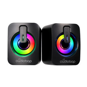 Haut-parleurs de bureau stéréo filaires 2.0 canaux pour ordinateur et téléphone portable, éclairage LED RGB, microphone intégré, puissance de sortie 5-10W - Product Image 6