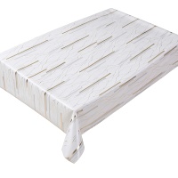 Nappe de table en PVC marbré géométrique de luxe avec motif lignes dorées, imperméable et anti-taches