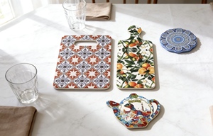 Sous-<span class=keywords><strong>plat</strong></span> rond en céramique bohème personnalisé, résistant à la chaleur, avec motifs 3D en carreaux <span class=keywords><strong>de</strong></span> céramique, créatif, pour vaisselle européenne - Product Image 6