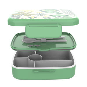 Boîte à lunch Bento étanche à double paroi rectangulaire bleue de haute qualité avec couverts pour la portabilité du camping de pique-nique scolaire - Product Image 3