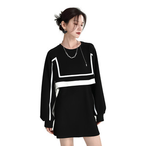 Robe pour femmes 2023 Automne Pull noir Robe décontractée Mode Réduction de <span class=keywords><strong>l</strong></span>'âge Robe personnalisée Vêtements pour filles - Product Image 1