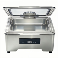 Chauffe-plat électrique carré 8L en acier inoxydable 304 avec couvercle en verre, plage de température 85-100°C, pour buffet et restauration