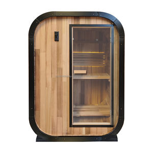 Sauna en baril miniature Helius pour 2 personnes, panneau de commande électrique, vapeur humide, 6 kW, bois de pruche rouge/cèdre rouge, utilisation intérieure/extérieure - Product Image 5