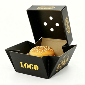 Boîte à hamburger personnalisée en carton ondulé imprimé pour la vente à emporter et <span class=keywords><strong>le</strong></span> stockage alimentaire - Product Image 1