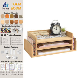 Bandeja de documentos de escritorio de madera con organizador clasificador de correo estante de almacenamiento para oficina o sala de estar soporte estacionario - Product Image 1