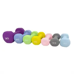 Hot sale style colorful neoprene coated dumbbell set hand weight women kids home gym fitness & body building