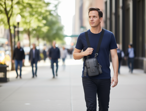 Borsa a tracolla da uomo per telefono in nylon, design semplice con cinturino per telefono MT-150106 - Product Image 2