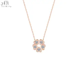 Trendy Diamond Heart Anhänger Modeschmuck 18 Karat Solid Gold Halskette Dünne Goldkette für Frauen Geschenk