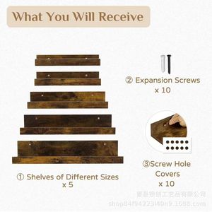 <b>Wall</b> <b>Mounted</b> <b>Shelf</b> Solid Wood Rectangle Single Layer Living Room Decoration No Drilling Required - Product Image 5