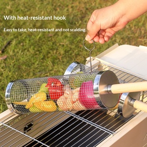 Panier <span class=keywords><strong>de</strong></span> barbecue portable d'extérieur, grille <span class=keywords><strong>de</strong></span> barbecue <span class=keywords><strong>en</strong></span> <span class=keywords><strong>bois</strong></span> anti-rouille, cage <span class=keywords><strong>de</strong></span> barbecue rotative pour camping et pique-nique - Product Image 1