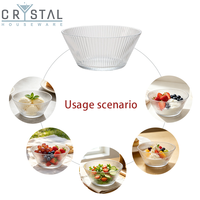Bol à salade en verre à lignes verticales de style nordique, fond épais, transparent, pour les mariages, les hôtels et l'usage quotidien