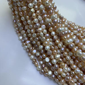 Perles d'eau douce baroques Keshi en gros, 6-7 mm, couleur bonbon, or, double face, légères, naturelles, matériaux faits à la main pour le bricolage - Product Image 4