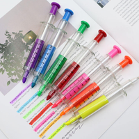 Seringue de presse en plastique portable avec logo personnalisé stylos à bille créatif stylo à aiguille avec nouveauté liquide multicolore stylo promotionnel