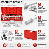 Kit d'outils manuels multifonctionnels de 19 pièces pour la réparation de carrosserie automobile, avec marteau à inertie et débossonneur, en acier, coffret rigide, personnalisable OEM/ODM/OBM, poli