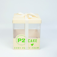 Boîte à gâteau en papier pour anniversaire, mariage, fête, logo personnalisé OEM, fenêtre en PET, qualité alimentaire, avec poignée pour l'emballage des cupcakes