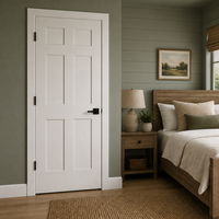Porte intérieure blanche à 6 panneaux style Shaker colonial, en bois massif apprêté, avec âme en bois massif, 30x80 pouces, revêtement MDF à 90 degrés