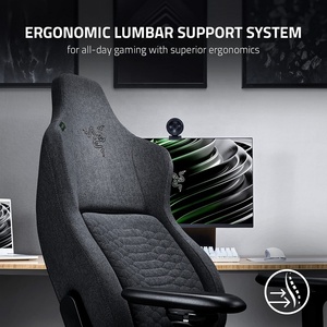 <span class=keywords><strong>Iskur</strong></span>-Silla de tela para juegos para adultos, sillón de tela textil gris oscuro con sistema de soporte Lumbar, peso máximo de 300 libras - Product Image 2