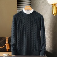 Pull 100% cachemire pur, col rond à manches longues, tricot torsadé double fil épais pour l'automne, possibilité de broderie personnalisée