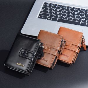 Baellerry Men's Wallet Short Soft Leather Snap Clasp Zipper <b>Card</b> <b>Holder</b> 4 Inch Black Brown Khaki - Product Image 1