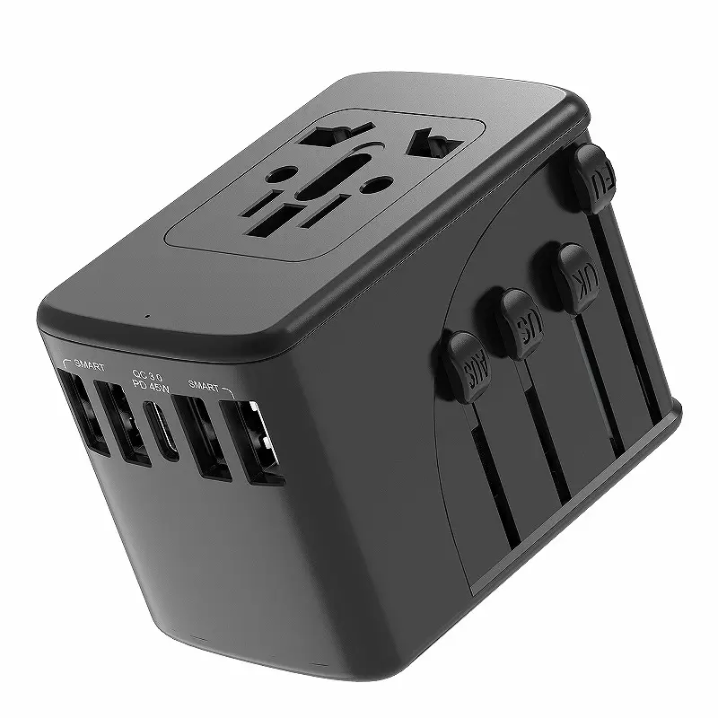 Adaptador de corriente universal Convertidor de función todo en uno Enchufe Puerto USB C Cargador de pared global para Reino Unido/UE/Australia/EE. UU.