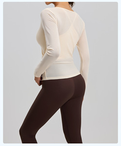 Conjunto de Dos Piezas de Yoga con Top Halter de Manga Larga, Relleno en el Pecho, Transpirable, Ecológico, de Secado Rápido, Blusa Deportiva - Product Image 4