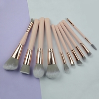 JLY OEM Nouveau Set de Pinceaux de Maquillage Professionnels pour le Visage, Manches Mat Nude et Poils Gris, 12 Pièces, Haute Qualité