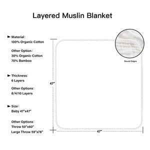 Manta de Muselina <span class=keywords><strong>para</strong></span> Bebé, Extra Grande, 120*120cm, Suave, de Varias Capas, de Algodón Orgánico Certificado GOTS, Precio de Fabricante - Product Image 2