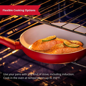 Juego de Ollas y Sartenes Antiadherentes de Cerámica, Juego de 9 Piezas de Sartenes y Ollas Antiadherentes, Sartenes de Aluminio Rojo - Product Image 4