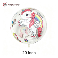 Vente en gros de ballons transparents en hélium réutilisables de 20 pouces avec motif de dessin animé Bobo Ball pour la décoration de fête d'anniversaire des enfants