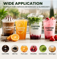 Gobelets en plastique transparent PET avec couvercle, personnalisables avec logo, pour boissons, bubble tea, café, vente en gros, 8, 12, 16, 32 oz