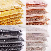 1KG Micro-perles métalliques pour ongles, breloques pour ongles, billes de caviar rondes en acier inoxydable, strass pour ongles pour DIY ongles / artisanat de bijoux et coques de téléphone