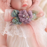Poupée Reborn de 12 pouces en vinyle intégral, avec robe de fée, ailes d'ange, chapeau à oreilles de chat, cheveux blonds, pour jeu d'imitation