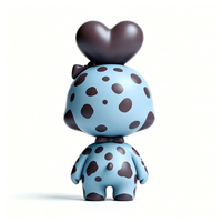 Figurine d'action personnalisée en PVC et ABS, bleu clair avec taches marron foncé, jouet en forme de cœur avec emballage personnalisé, service OEM d'usine chinoise