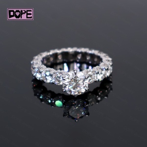 Classic Moissanite Ring 925 Silver 14K <strong>Gold</strong> Plated VVS 2 <strong>Carats</strong> Solitaire Iced Out Prong Women Engagement Wedding Ring - Product Image 1