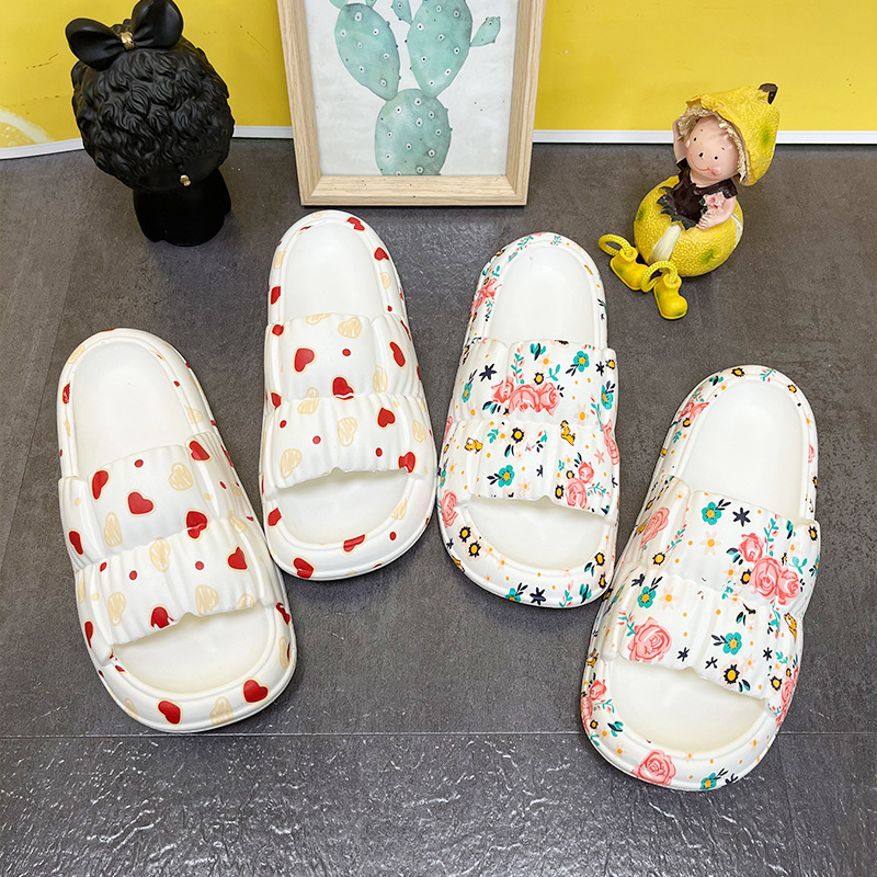 Love Print Summer EVA Slippers Women Thick Sole Home Slides Slippers Outdoor Shoes